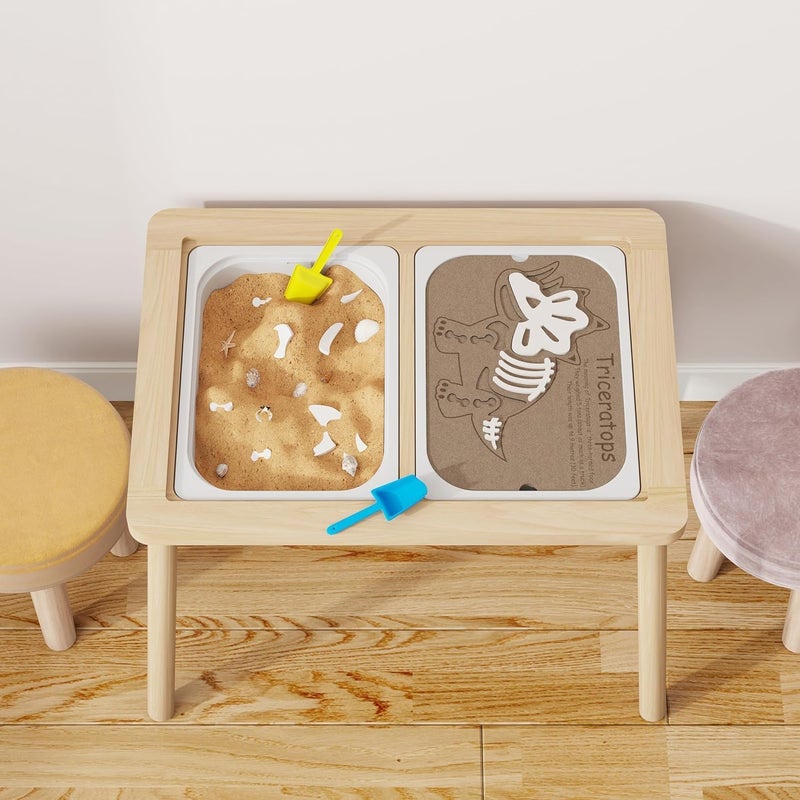 Ogears Sensory Table, Kids Activity Table, Wooden Play Table with Bins, Montessori Table, Chalk Board and Whiteboard - Image 4